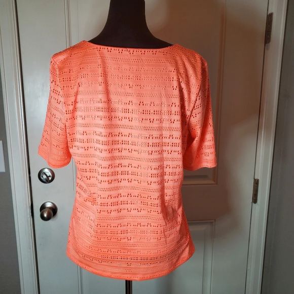 APT. 9 Crewneck Two Layer Short Sleeve Knit Top Shirt Coral Pink Size PL - Picture 12 of 14